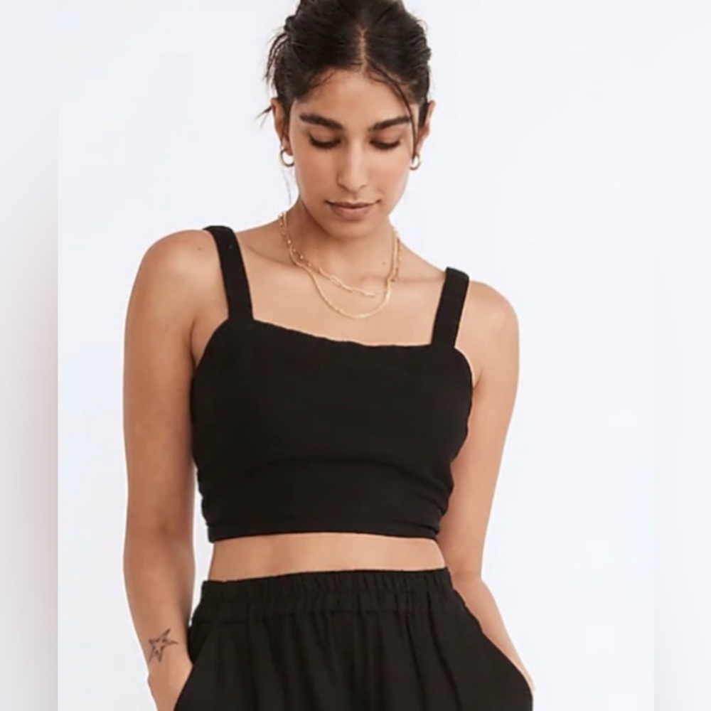 Madewell Breezewoven Abbie Crop Top, black, medium, NWOT